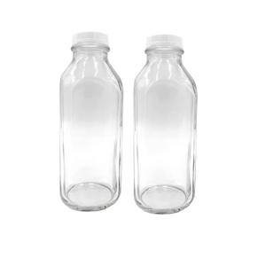 2pcs Transparent Glass Milk Bottles with Lid Pudding and Juice Containers for Home Use Beverage Storage for Fresh Milk Juices and More