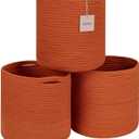 voten Storage Cubes Baskets Bins Organizer 11x11x11'' Fit 12x12''Cube Storage Organizer Bookcases Shelf,Durable Woven Cotton Storage Basket for Organizing,Round 3Pack Orange(L11xW11xH10.7)