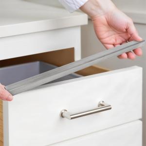 Stainless Steel Drawer Cap Protects Cabinet Edges from Damage. Slip-on Design with 3M Adhesive for a Secure fit. Fits 3/4" Thick or Less Doors and Drawers (Brushed Stainless, 23 Inch)