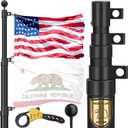FFILY 11 Gauge Telescoping Flag Pole, 25 FT Heavy Duty Telescopic Flag Pole for Outside House, Outdoor Aluminum In Ground Flagpole Kit with 3x5 American Flag for Residential or Commercial, Black