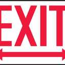 Accuform MADM630VP Sign, "EXIT (Arrow)", 7" Length x 10" Width x 0.055" Thickness, Plastic, 7" x 10", Red on White