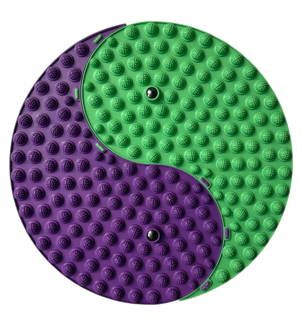 Foot Massager Mat, Yinyang Balance Tai ji Bagua Pattern with Magnetic Therapy, Acupressure Reflexology Mat for Daily Foot Relaxation and Pain Relief, Purple and Green