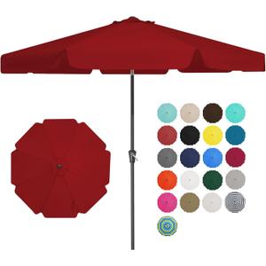 JEAREY 9 FT Patio Umbrella Outdoor, Table Umbrellas Market Umbrella w/Push Button Tilt/Crank, 8 Sturdy Ribs (Red)