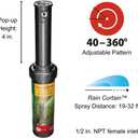 4 x Rain Bird 32SA/4PKS Simple Adjust 32SA Gear Drive Rotor, Adjustable 40 - 360 Pattern, 19' - 32' Spray Distance, 4-Pack