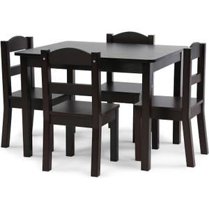 Humble Crew Kids Table and Chair Set, Toddler Activity Table with 4 Chairs for Play, Crafts, Snacks & Learning, Wooden Kids Furniture for Playroom & Bedroom, Espresso, 5-Piece