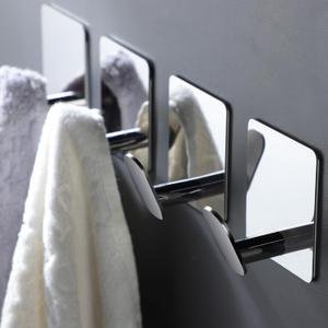 DELITON Towel Hooks for Bathrooms - 4 Pack Wall Hooks for Hanging Heavy Duty Adhesive Command Hooks for Coat Robe, Waterproof Shower Hooks Stainless Steel Mirror, Silver