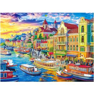 ALL4JIG Harbor City Fun Jigsaw Puzzles for Adults and Kids, 500 Pieces, 20.47" x 14.96", Christmas Secret Santa Gift, White Elephant Gifts, Number Partitioned for Easy Solving