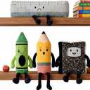 meekoo 4 Pcs Classroom Stationery Plush 15.7 Inch Fun Crayon Pencil Ruler Composition Notebook Plush Stationery Collectible Stuffed Animal Classroom Decoration Reading Room for Party Birthday Gift