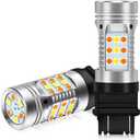 OPP ULITE 3157 Led Bulbs Error Free Canbus Built In Resistor Amber Turn Signal Light White Side Light 12V 360 Luminous 42-Led 2PC Pack Switchback Led Bulb (White Amber 3157 42-SMD)