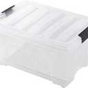 IRIS USA 12 L (13 QT) Plastic Storage Box with Lid and Latches - 1 Pack - BPA-Free, See-Through Organizing Solution, Durable Nestable Stackable Containers, Secure Pull Handle - Clear