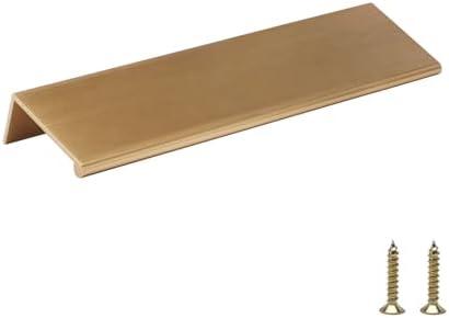 Rergy 5 Pack Champagne Bronze Cabinet Pulls - 5in Gold Finger Pulls, Brushed Bronze Edge Pulls for Kitchen