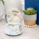 Elanze Designs Rainbow Unicorns 100MM Sturdy Resin Glitter Water Wind Up Musical Snow Globe Tabletop Dresser Nightstand Figurine Decoration Plays Tune You are My Sunshine