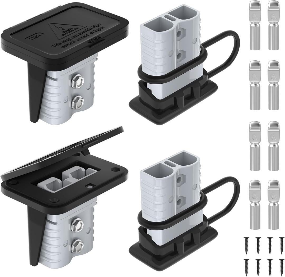 RVBOATPAT 120 Amp Battery Quick Disconnect Connector with Plug Mounting Panel Battery Cable Connector Battery Terminal Connectors Flush Mount Recessed Plate