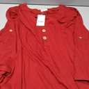 Siddhe Womens Plus Size Tops Button 3/4 Sleeve V Neck Blouses Dressy Casual Tunic Tops for Curvy Women Loose Fit XL-5XL (Red)