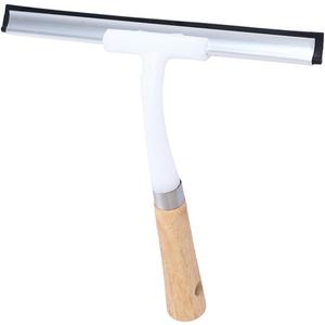 Multi-Functional Glass Wiper Tool Long Wooden Handle Silicone Water Removal Squeegee for Home Window Cleaning and Bathroom Use