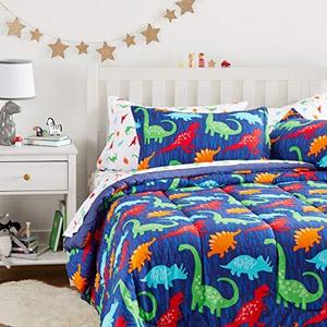 AmazonBasics Easy Care, Super Soft Microfiber Kid's Comforter Set - Twin, Multi-Color Dinosaurs AmazonBasics Easy Care, Super Soft Microfiber Kid's Comforter Set - Twin, Multi-Color Dinosaurs