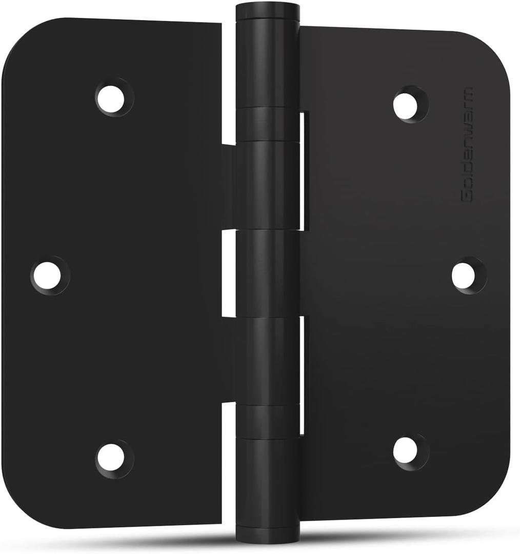 goldenwarm 3 Pack Ball Bearing Matte Black Door Hinges 3.5in*3.5in Stainless Steel Door Hinges goldenwarm Heavy Duty Hinges for Exterior & Interior Doors with 5/8'' Radius Corners