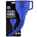 FlexAll Long Flexible Funnel for Automotive Use - Durable Nitrile Rubber - Ideal for Car Oil Change, Transmission Funnel Fluid, Diesel, Fuel, Gas - Made in USA - Blue (16 x 5 Inches) (Large)