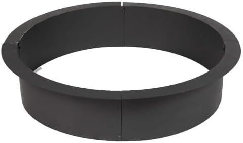 Ash & Ember 46" Outside Dia Steel Fire Pit Liner x 41" Inside - 4 Panel Liner 1.5mm Thick Steel, DIY Above or In-Ground Outdoor Fire Pit, High Temperature Finish, Portable Wood Burning Fire Ring