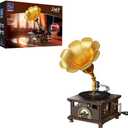 PANTASY Retro Phonograph Building Set, Gramophone Music Box Building Kit, Vintage Music Player Building-Bricks Set, Gramophone Construction Building Blocks Model Set