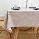Wipeable Waterproof Tablecloth for Rectangle Table Heavy Duty Vinyl Tablecloths Outdoor PVC Table Cover for Picnic (A-Beige, 54'' x 78'')
