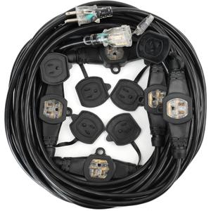 50FT 12 Gauge 5-15R 7 Outlet Cable Multiple Outlet Extension Cord with UL Listed 50FT 12 Gauge 5-15R 7 Outlet Cable Multiple Outlet Extension Cord with UL Listed