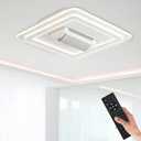 STERREN Bladeless Ceiling Fans with Lights, 20" Modern Flush Mount Ceiling Fan with Remote and Dimmable LED Lights, 6 Speed Fan Light for Bedroom Living Room (Square)