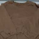 Smile Fish Women V Neck Long Sleeve Sweatshirt Casual Relaxed Cropped Pullover Fleece Lined Warm Tops (Medium, Brown)