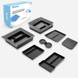 9PCS Center Console Organizer Tray for Tesla Model 3 Accessories 2024 2025 2026 [Premium PC + Silent Silicone Liner] Bottom Liners Armrest Privacy Hidden Storage Cup Holder Wireless Charging Pad