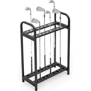 Hicarer 18 Hole Golf Club Holder Metal Golf Club Organizer Stand Rack Putter Stand Display for Indoor and Outdoor Use Home, Black