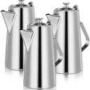 Honeydak 3 Pcs Stainless Steel Pitcher with Lid 1.5 Liter Stainless Steel Kettle Metal Cold Water Pitcher Large Capacity Tea Kettle Jug Beverage Dispenser Handle for Home Restaurant (Sliver)