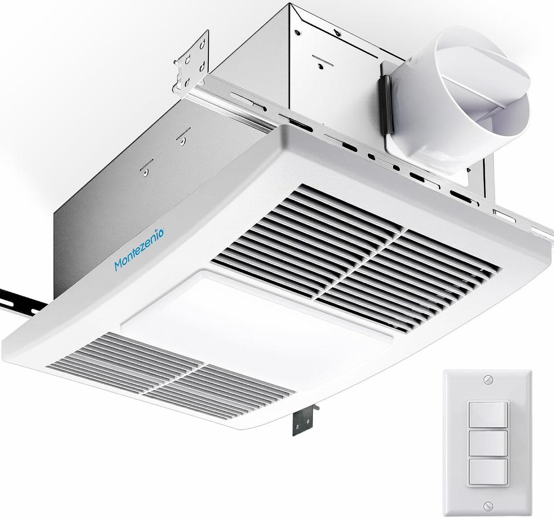 Bathroom Exhaust Fan with Heater & Light 110 CFM 1.5 Sone Switch Includes, 16-13/16" x 10-11/16"