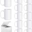 ABBSH Sublimation Coffee mugs, 15 oz White Coffee Mugs Tazas Para Sublimacion Cups With Box for Coffee, Soup, Tea, Milk, Latte, Hot Cocoa Set of 12