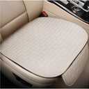 Front Car Seat Cover, Anti-Slip Bottom Front Seat Cover Protector with Storage Pocket, Breathable Linen Driver Seat Protector Comfortable Front Cushion Pad for Most Vehicles (Beige)