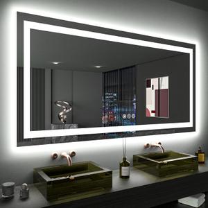 LOAAO 60X36 LED Bathroom Mirror with Lights, Anti-Fog, Dimmable, Backlit + Front Lit, Lighted Bathroom Vanity Mirror for Wall, Memory Function, Tempered Glass