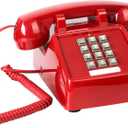 Sangyn Vintage Corded Phones for Landline Old Telephone with Mechanical Ringer Receiver Volume Adjustable Retro Analog Desk Phone for Home House School, Red