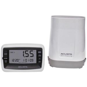 AcuRite Wireless Digital Rain Gauge with Self-Emptying Collector with Rainfall History, Alerts, and Current Date and Time (00899), Multicolor (Horizontal Display)