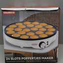 24 Slots Mini Pancakes Maker, Poffertjes Maker Pan, Thin Ebelskiver Aebleskiver Pan, Electric Pancakes Maker, Dutch Pancake Machine, Browning Controllable, with Brush & Forks, White