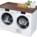ROYXEN Washer Dryer Countertop, Laundry Countertop Solid Wood, Countertop for All Front-Loaded Washing Machine and Dryer, Extra Room for Laundry Room, Walnut Color