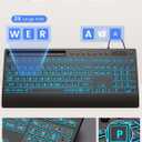 SABLUTE K31PRO Large Print Backlit Keyboard, USB Wired Computer Keyboard, with Illuminated LED Memory Function, Phone Holder & Wrist Rest, Full Size Keyboards for Windows Desktop, Laptop