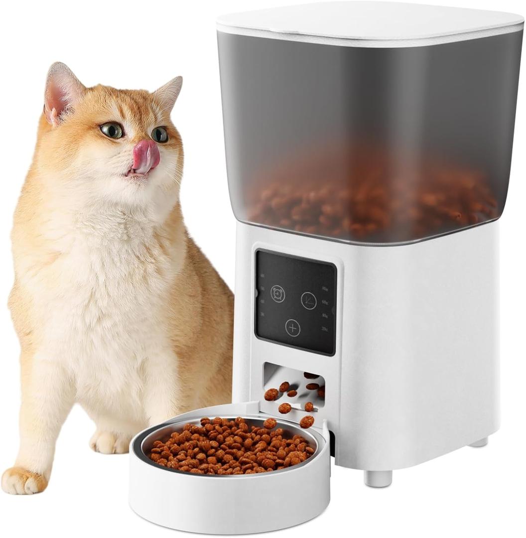 Automatic Feeder, 5.5L Timed Food Dispenser with Dual Power, Adjustable Portions, Auto Cat & Dog Feeder, Food Container, Pet Feeding Supplies