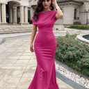 YMDUCH Women's Elegant Sleeveless Off Shoulder Bodycon Long Formal Party Evening Dress (Pink, L)