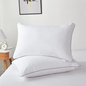 Bed Pillows for Sleeping 2 Pack with Luxury Hotel Quality, Microfiber Filling, Top-end Cover for Side Stomach Back Sleepers, Queen (Pack of 2), White/Polyester Microfiber 2 Count