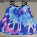 Haloumoning Plus Size Swimsuit for Women with Swim Shorts Two Piece Bathing Suits Tankini Tie Dye Print Tank Tops Swimwear  (3X-Large Plus, 04-multicolor)