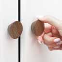 6 Pack Wood Cone Cabinet Knobs (Brown) - 1  " Diameter Round Shape - Wooden Drawer Pulls for Cabinets Doors, Dresser and Drawers Knob, Kitchen Cabinet Door Handle