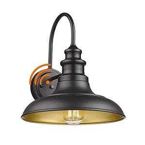 Diyel Dusk to Dawn Sensor Outdoor Barn Light Fixture, 12.3 Inch Dome Outdoor Wall Sconce Farmhouse Wall Mount Lights Exterior Light Fixture Black Finish Industrial Wall Lantern for Porch, 1Pack