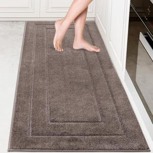 PURRUGS Machine Washable Kitchen Rug 32" x 70", Non-Slip/Skid Hallway Runner Rug, Super Absorbent Soft Area Rug for Kitchen, Hallway & Laundry, Rolled Packaging, Grayish Brown