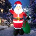 6FT Christmas Inflatable Santa Outdoor Decoration, Christmas Blow Up Lighted Santa Claus with Gift Bag Yard Decoration, LED Lights Built-in for Holiday, Xmas, Indoor Outdoor Decor - Santa