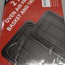 Air Fryer Basket for Oven, 2 Set Air Fryer Basket and Tray Set with 60 Sheets Parchment Papers, THORSES Stainless Steel NonStick Air Fryer Pan and Crisper Tray-Black Large15.711.6 & Medium 12.8"8.9"