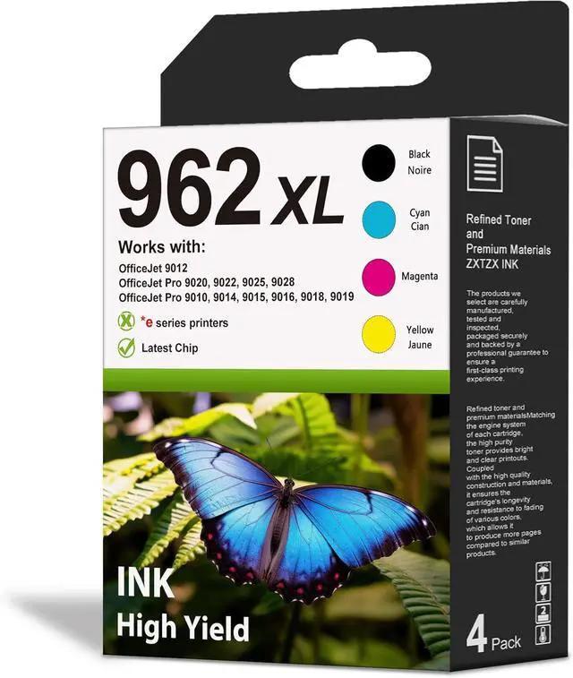 962XL Ink Cartridges Combo Pack 4 Pack Replacement for HP 962XL Ink Cartridge 962 XL Ink Work for Office Pro 9015 9010 9025 9020 9012 9022 9027 9018 9014 9026 Printer (962XL Ink, BK/C/M/Y)